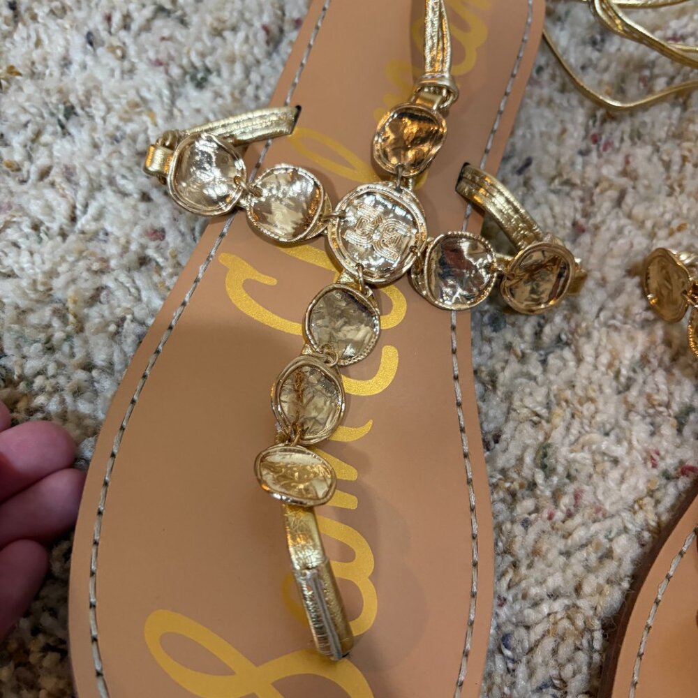 Sam Edelman Deirdre Gold Metallic Wrap Sandals Goddess - Picture 7 of 11